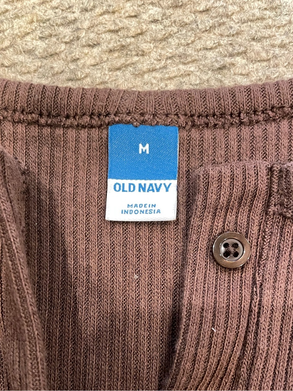 Minimalistic Brown Ribbed Button-Down Top - Picture 2 of 5